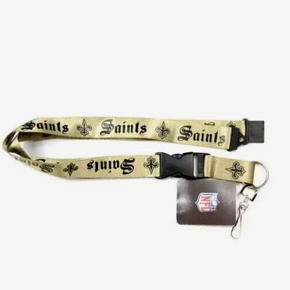 New Orleans Saints Lanyard Keychain 2-Sided Old English Font Design Licensed New